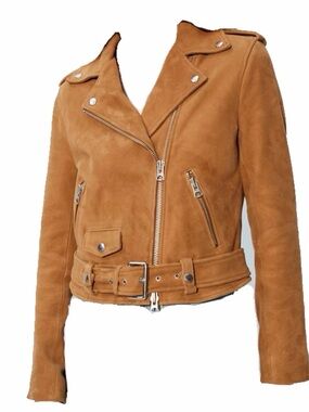 Aritzia Wilfred Tan Suede Biker Jacket | Lennon jacket, large